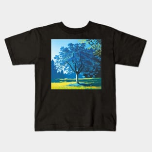 Meadow Scenery - Magic Blue Tree in a Clearing Classic Kids T-Shirt